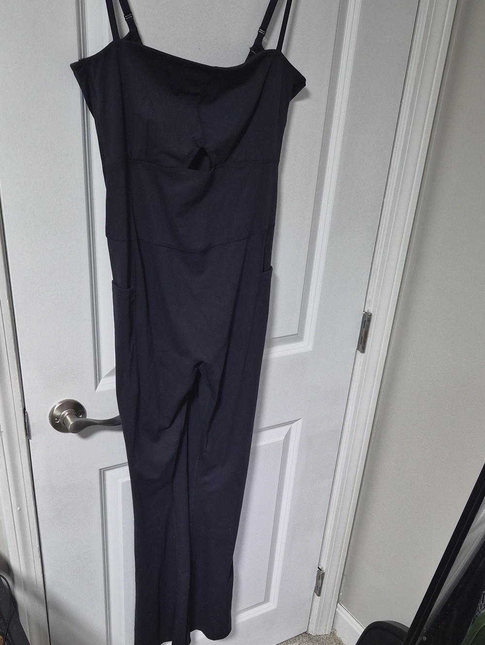 Women’s Black Workout Jumpsuit with Adjustable Straps